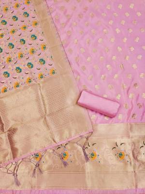Pure zari soft banarasi silk 3pc dress material 4