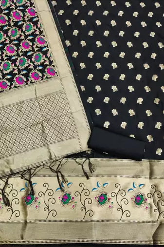 Pure zari soft banarasi silk 3pc dress material