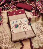 Pure zari soft banarasi silk 3pc dress material