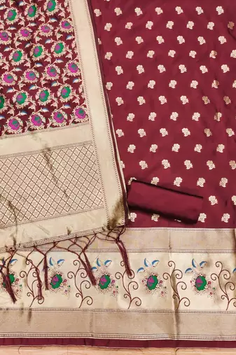 Pure zari soft banarasi silk 3pc dress material