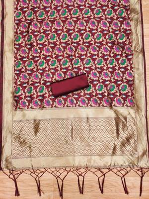 Pure zari soft banarasi silk 3pc dress material 4