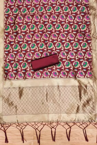 Pure zari soft banarasi silk 3pc dress material