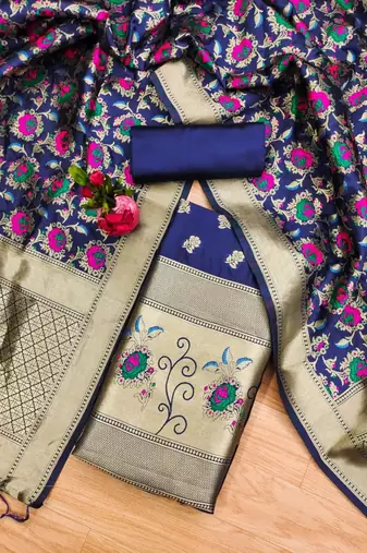 Pure zari soft banarasi silk 3pc dress material