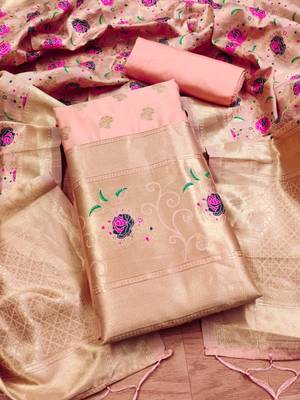 Pure zari soft banarasi silk 3pc dress material 1