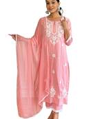 Chikankari Work with Pure Cotton Straight Kurta, Pant and Dupatta Set