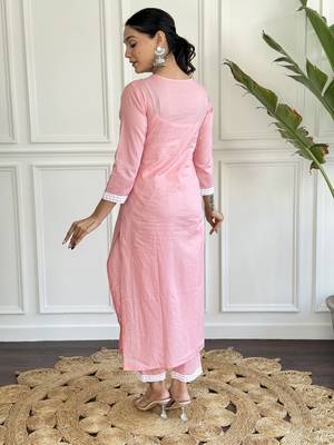 Chikankari Work with Pure Cotton Straight Kurta Pant and Dupatta Set 2