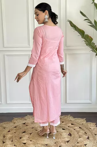 Chikankari Work with Pure Cotton Straight Kurta Pant and Dupatta Set