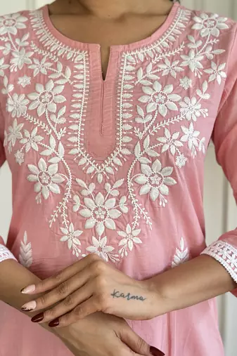 Chikankari Work with Pure Cotton Straight Kurta Pant and Dupatta Set