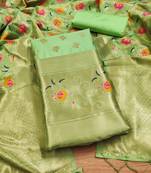 Pure zari soft banarasi silk 3pc dress material
