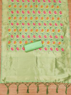Pure zari soft banarasi silk 3pc dress material 4