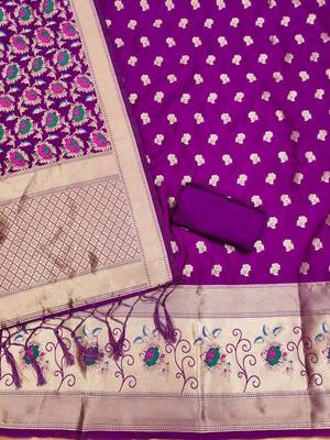 Pure zari soft banarasi silk 3pc dress material 2