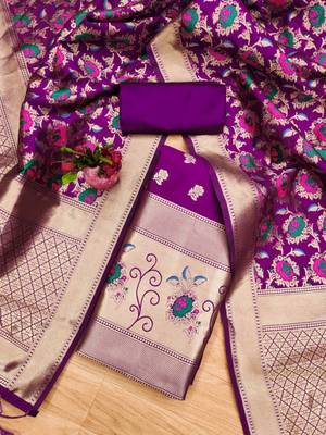 Pure zari soft banarasi silk 3pc dress material 3