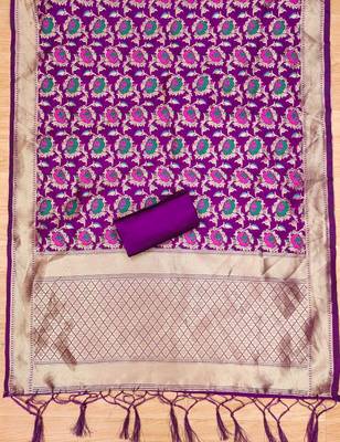 Pure zari soft banarasi silk 3pc dress material 4