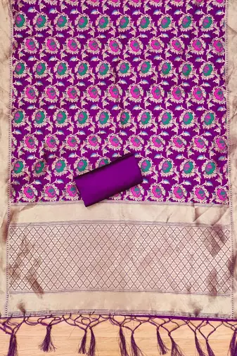 Pure zari soft banarasi silk 3pc dress material