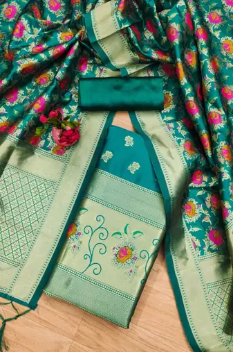 Pure zari soft banarasi silk 3pc dress material