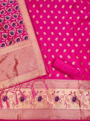 Pure zari soft banarasi silk 3pc dress material 2