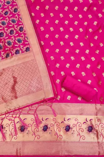 Pure zari soft banarasi silk 3pc dress material