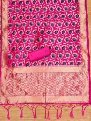 Pure zari soft banarasi silk 3pc dress material 4