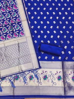 Pure zari soft banarasi silk 3pc dress material 2