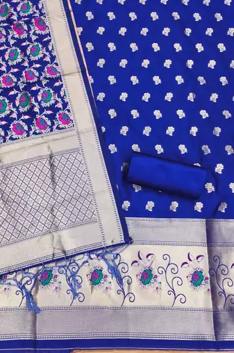 Pure zari soft banarasi silk 3pc dress material