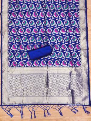 Pure zari soft banarasi silk 3pc dress material 4