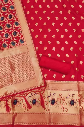 Pure zari soft banarasi silk 3pc dress material