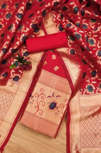 Pure zari soft banarasi silk 3pc dress material