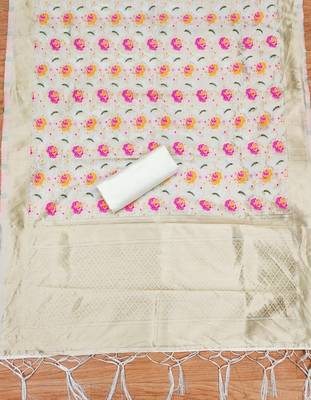 Pure zari soft banarasi silk 3pc dress material 4