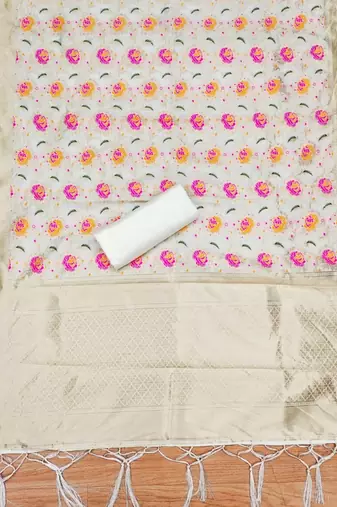 Pure zari soft banarasi silk 3pc dress material