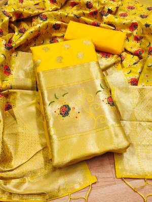 Pure zari soft banarasi silk 3pc dress material 1