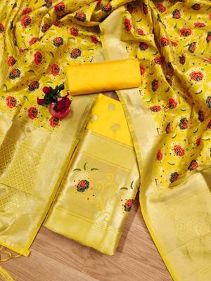 Pure zari soft banarasi silk 3pc dress material 3