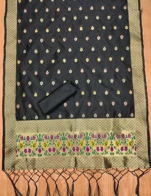 Pure zari soft banarasi silk 3pc dress material 1