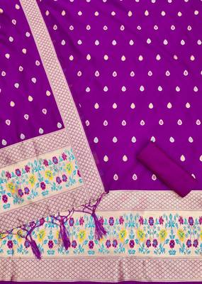 Pure zari soft banarasi silk 3pc dress material 4