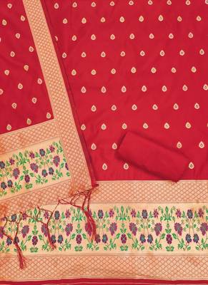 Pure zari soft banarasi silk 3pc dress material 4