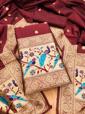 Pure zari soft banarasi silk 3pc dress material 1