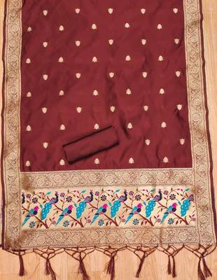 Pure zari soft banarasi silk 3pc dress material 2