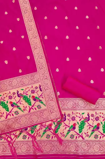 Pure zari soft banarasi silk 3pc dress material