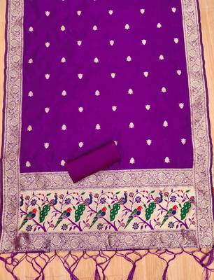 Pure zari soft banarasi silk 3pc dress material 2