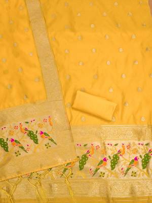 Pure zari soft banarasi silk 3pc dress material 4