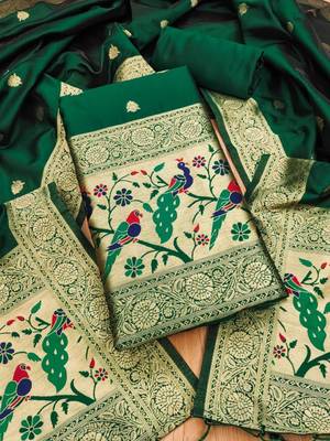 Pure zari soft banarasi silk 3pc dress material 1