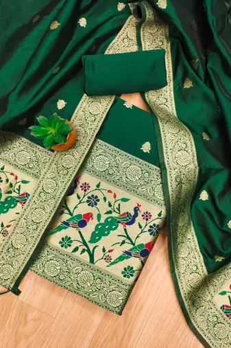 Pure zari soft banarasi silk 3pc dress material