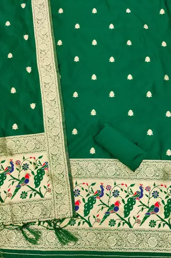 Pure zari soft banarasi silk 3pc dress material