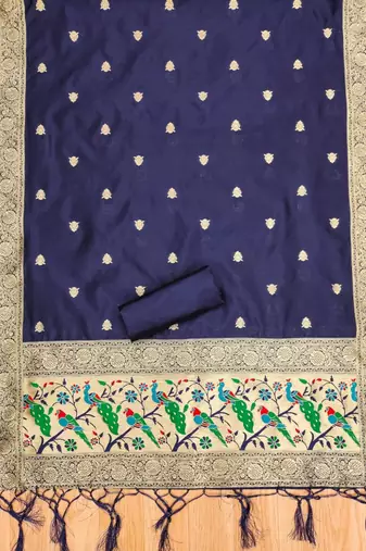 Pure zari soft banarasi silk 3pc dress material