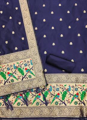 Pure zari soft banarasi silk 3pc dress material 4