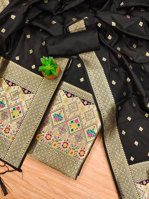 Pure zari soft banarasi silk 3pc dress material 3