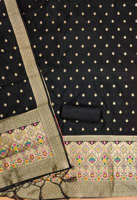 Pure zari soft banarasi silk 3pc dress material 4