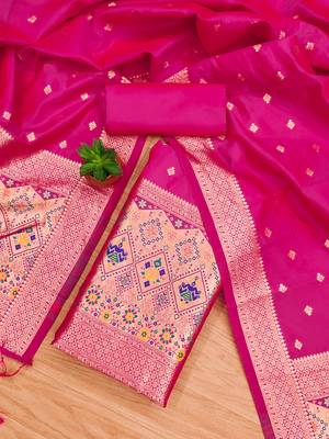 Pure zari soft banarasi silk 3pc dress material 3