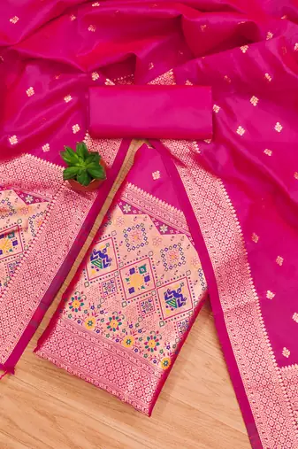 Pure zari soft banarasi silk 3pc dress material