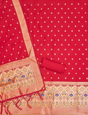 Pure zari soft banarasi silk 3pc dress material 4