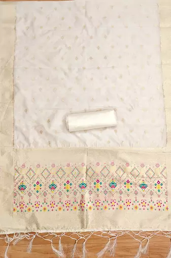 Pure zari soft banarasi silk 3pc dress material